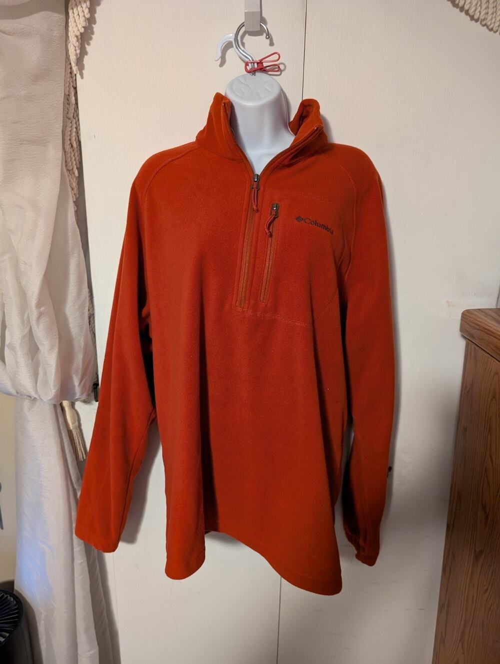 Columbia 1/4 Zip Pullover Mens XL Fleece Sweater Red Golf Casual Jacket Unisex